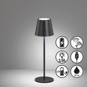 Черна LED настолна лампа с метален абажур (височина 36,5 cm) Viletto – Fischer &amp; Honsel