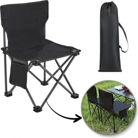 Сгъваем риболовен стол с калъф за съхранение Черен