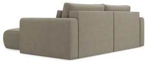 Светлокафяв разтегателен ъглов диван с място за съхранение (десен ъгъл) Kapua – Makamii