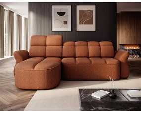 Теракотен кадифен сгъваем/с място за съхранение ъглов диван (ляв ъгъл) Beneth – ELTAP
