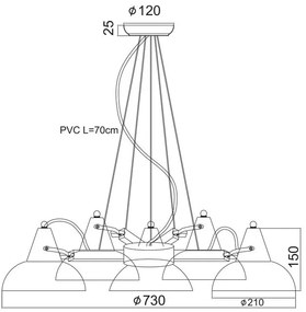Висяща таванна лампа Solon 5лампи