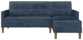 Син кадифен разтегателен ъглов диван (променлив) Lilly – Støraa