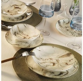 Комплект за хранене, 24 части, кафяв/порцелан