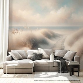 Самозалепващ тапет – Пясъчен плаж с дървена пътека