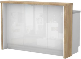 Островна кухненска пейка Raval-Length: 150 cm.-White glossy-Nebraska Oak