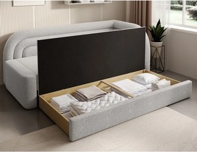 Кремав разтегателен диван с място за съхранение от букле десен ъгъл 223 cm Fabillo – ELTAP