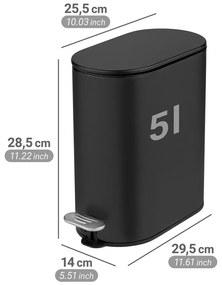 Матово черно стоманено кошче за боклук с педал 5 l Collungo – Wenko
