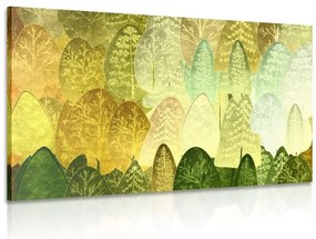 Картина на платно – Зелени асиметрични дървета