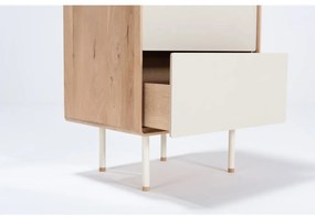 Бял/естествен висок скрин от масивен дъб 60x100 cm Fina – Gazzda