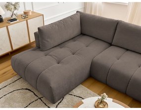 Кафяво-сив сгъваем/с място за съхранение ъглов диван (ляв ъгъл/U форма) Fuji – Bobochic Paris