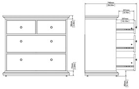 Сив нисък скрин 96x87 cm Paris – Tvilum
