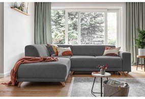 Сив разтегателен/с място за съхранение ъглов диван (ляв ъгъл/L форма) Classy Sophie – Miuform