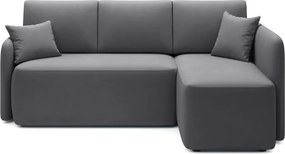 Кафяво-сив кадифен разтегателен ъглов диван с място за съхранение (десен ъгъл) Hadson – ELTAP