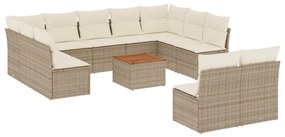 3256219 vidaXL Градински диван с възглавници, 12 части, бежов полиратан