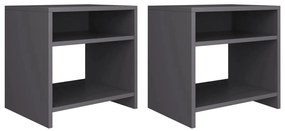 800014 vidaXL Нощни шкафчета, 2 бр, сиви, 40x30x40 см, инженерно дърво