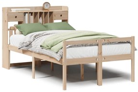 3322045 vidaXL Легло с етажерка за книги, без матрак, 135x190 см, бор масив