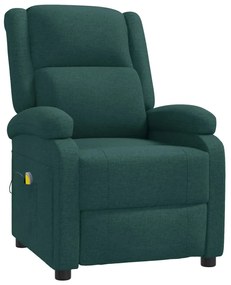 342432 vidaXL Wingback масажен стол, тъмнозелен, текстил