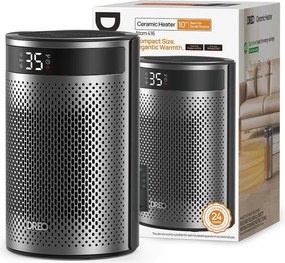 Вентилаторна печка DREO Atom 416, 1500 W, До 20 м2, 5 режима, HeatShield360, Таймер, Сив/Черен