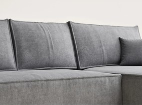 Сив шенилов сгъваем/с място за съхранение ъглов диван (десен ъгъл) Maze – Maison de Rêve