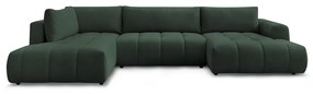 Зелен сгъваем/с място за съхранение ъглов диван (ляв ъгъл/U форма) Fuji – Bobochic Paris