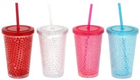 CN - Акрилна чаша със сламка 500ml. Декор 1 (C051)