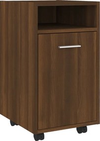 815854 vidaXL Нощно шкафче с колелца, кафяв дъб, 33x38x60 см, инженерно дърво