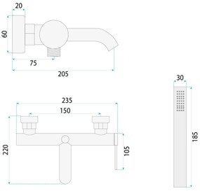 Смесител за вана Rea Spot Nickel Brush