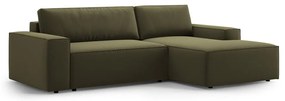 Зелен кадифен сгъваем/с място за съхранение ъглов диван (десен ъгъл) Jodie – Micadoni