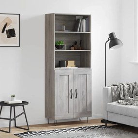 3189955 vidaXL Висок шкаф, сив сонома, 69,5x34x180 см, инженерно дърво