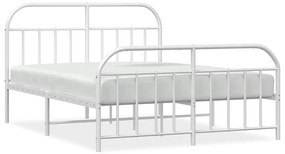 353704 vidaXL Метална рамка за легло с горна и долна табла, бяла, 150x200 см