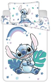 Бяло/синьо памучно детско спално бельо за детско креватче 135x100 cm Lilo and Stitch "Rainbow" – Jerry Fabrics