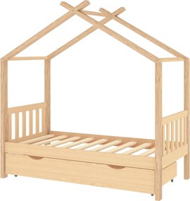 322146 vidaXL Рамка за детско легло с чекмедже, борово дърво масив, 80x160 см
