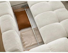 Бял шенилов сгъваем/с място за съхранение ъглов диван (десен ъгъл/L форма) Everest – Bobochic Paris