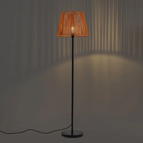 Външна подова лампа черна с оранжев въжен абажур IP44 - Virginia Jayla