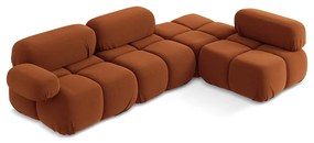 Оранжев кадифен модулен ъглов диван (десен ъгъл) Lokua – Makamii