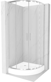 Mexen Rio Полукръгла душ кабина 80 x 80 см, прозрачна, хром + душ под Rio, бял - 863-080-080-01-00-4710