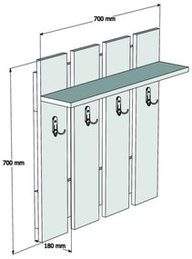 Антрацит/естествена стенна закачалка от декор от орех с рафт Mita – Puqa Design