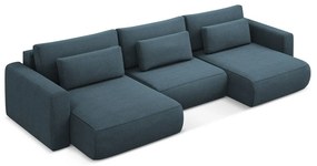 Син разтегателен ъглов диван с място за съхранение (U форма) Kapua – Makamii