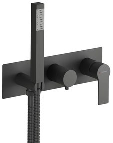 Матово-черна вградена душ батерия (2 изхода) Pax – Sapho