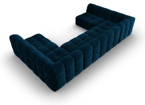 Тъмносин ъглов диван от кадифе (U-образен) Kendal - Micadoni Home