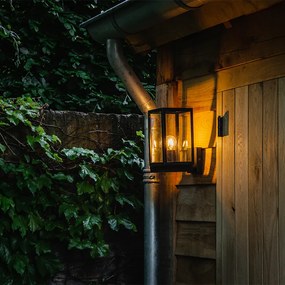 Модерна външна стенна лампа черна със стъкло 30 см - Rotterdam