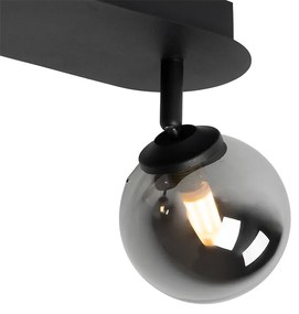 Модерен прожектор черен с димно стъкло 2-светлина - Атина