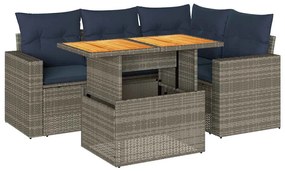 3327036 vidaXL Градински комплект с възглавници, 5 части, сив полиратан