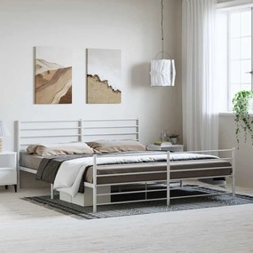 352391 vidaXL Метална рамка за легло с горна и долна табла, бяла, 183x213 см