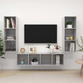 3079749 vidaXL Комплект ТВ шкафове от 3 части, бетонно сив, инженерно дърво