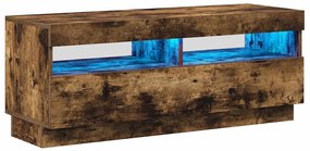 815720 vidaXL ТВ шкаф с LED осветление, опушен дъб, 100x35x40 см