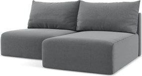 Сив кадифен сгъваем/с място за съхранение ъглов диван (десен ъгъл) Kalena – Makamii