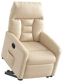 3303092 vidaXL Изправящ реклайнер стол, бежов, микрофибърен текстил