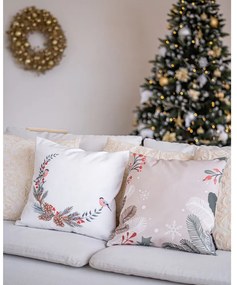 Коледна възглавница с памучна калъфка Клони, 45 x 45 cm Frosted Branches - Butter Kings