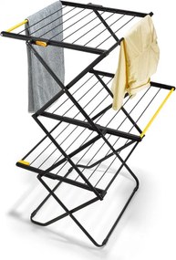 Сушилник за дрехи Joseph Joseph AirFrame™ 5000024, 16 м, 3 нива, Сгъваем, Заключващ механизъм, Удължени релси за дълги дрехи, Черен/жълт